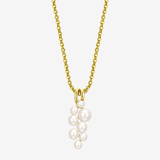Womens White Cultured Freshwater Pearl 18K Gold Over Silver 18 Inch Pendant Necklace