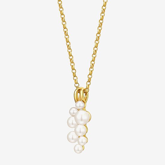 Womens White Cultured Freshwater Pearl 18K Gold Over Silver 18 Inch Pendant Necklace