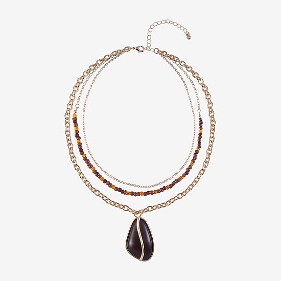 Mixit Layered Womens 16 Inch Pendant Necklace