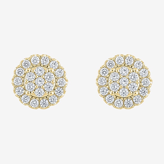 Diamond Blossom (G,Si2) 1 CT. T.W. Lab Grown White Diamond 10K Gold 11mm Round Stud Earrings