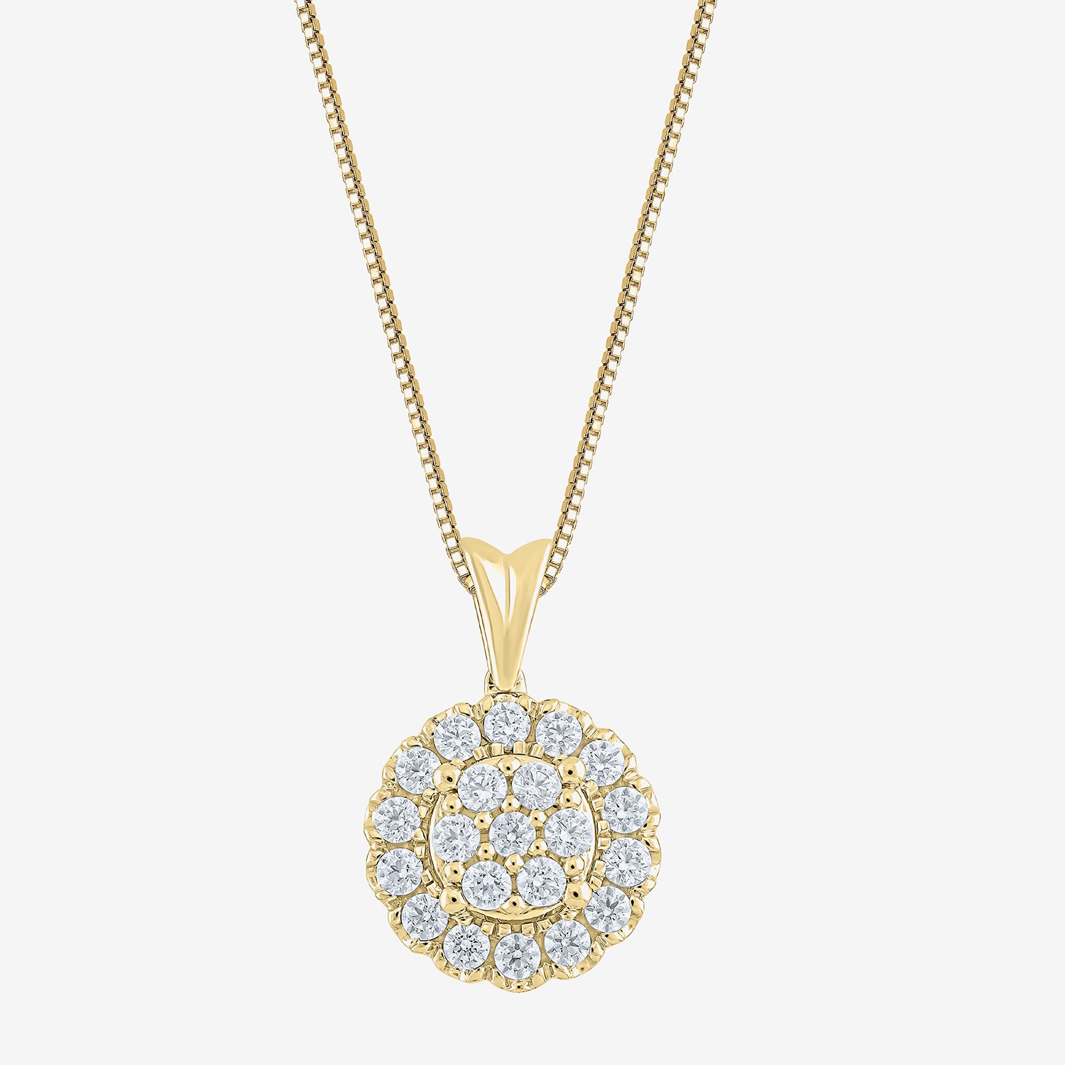 Diamond Blossom (Si2/G) Womens 1/2 CT. T.W. Lab Grown White Diamond 10K Gold Round 18 Inch Pendant Necklace