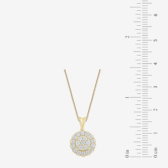 Diamond Blossom (Si2/G) Womens 1/2 CT. T.W. Lab Grown White Diamond 10K Gold Round 18 Inch Pendant Necklace