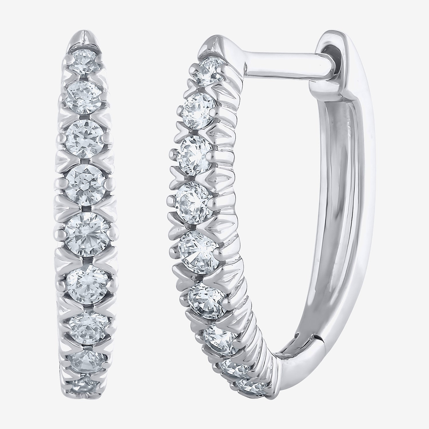 G/Si2) Womens 1/ CT. T.W. Lab Grown White Diamond 10K Gold 21.9mm Hoop Earrings