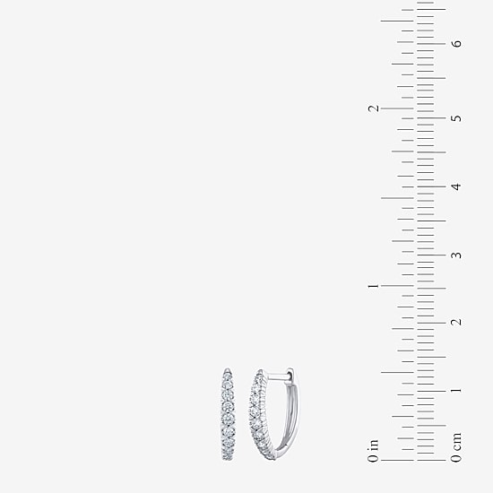 (G/Si2) Womens 1/4 CT. T.W. Lab Grown White Diamond 10K Gold 21.9mm Hoop Earrings