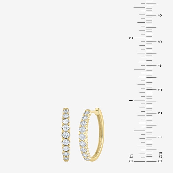 (G-Si2) Womens 1 CT. T.W. Lab Grown White Diamond 10K Gold 21.9mm Hoop Earrings