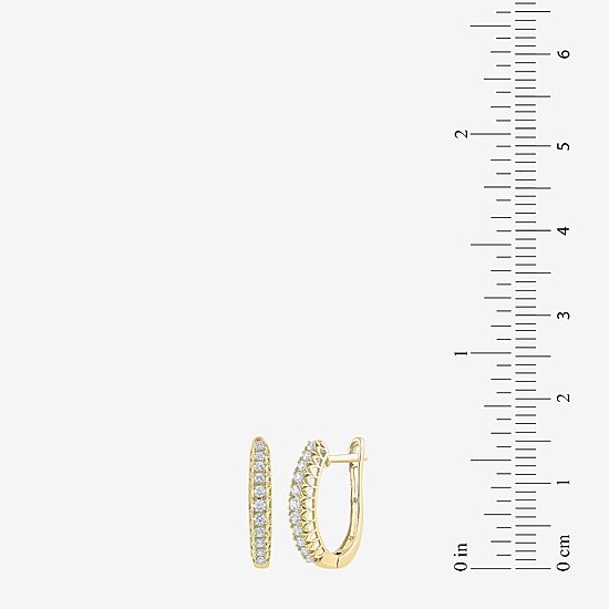 (G-Si2) Womens 1/4 CT. T.W. Lab Grown White Diamond 10K Gold 18.8mm Hoop Earrings