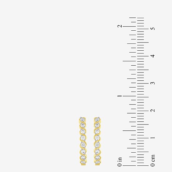 (G-Si2) Womens 1/2 CT. T.W. Lab Grown White Diamond 10K Gold 18.8mm Hoop Earrings