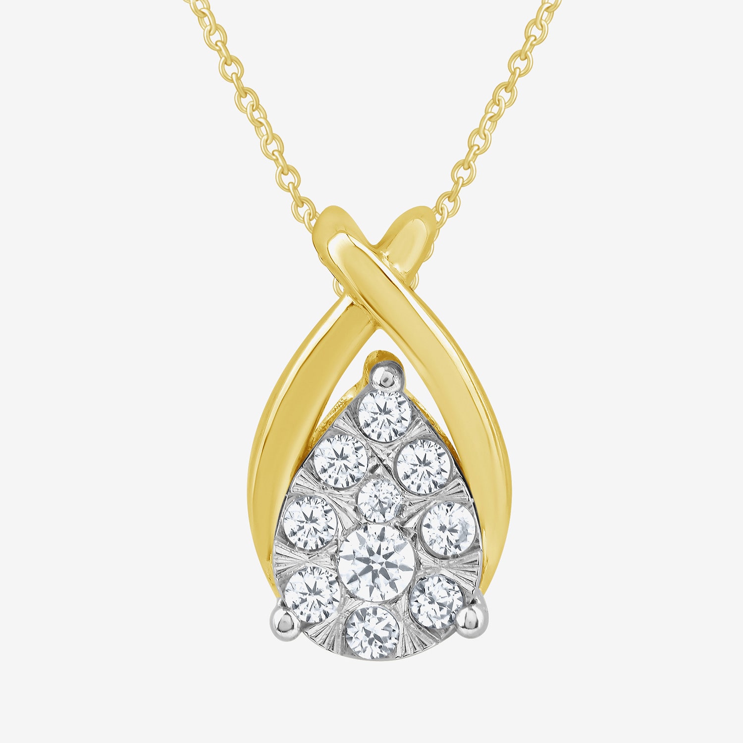 Diamond Blossom (G Womens Diamond Accent Lab Grown White Diamond 10K Gold Pear 18 Inch Pendant Necklace