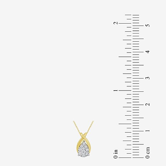 Diamond Blossom (G Womens Diamond Accent Lab Grown White Diamond 10K Gold Pear 18 Inch Pendant Necklace