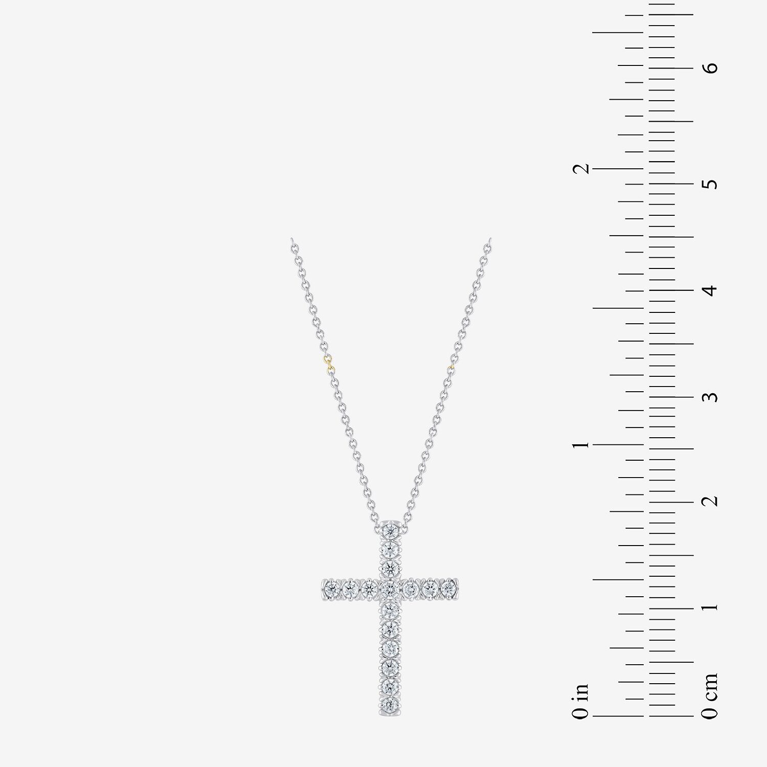 (G/Si2) Womens 1/4 CT. T.W. Lab Grown White Diamond 10K Gold Cross 18 Inch Pendant Necklace