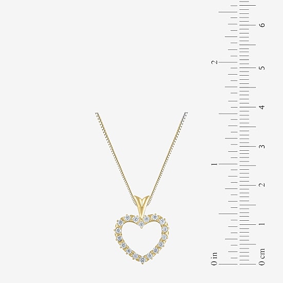 (G/ Si2 ) Womens 1/4 CT. T.W. Lab Grown White Diamond 10K Gold Heart 18 Inch Pendant Necklace