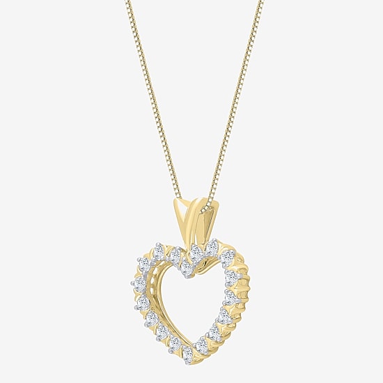 (G/ Si2 ) Womens 1/4 CT. T.W. Lab Grown White Diamond 10K Gold Heart 18 Inch Pendant Necklace
