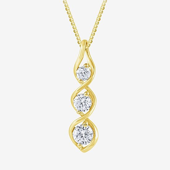 (Si2/ G) Womens 1/2 CT. T.W. Lab Grown White Diamond 10K Gold 18 Inch Pendant Necklace