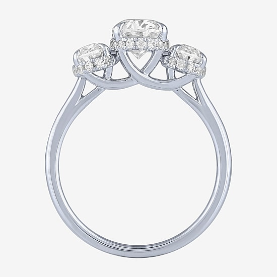 Love Lives Forever (G / Si2) Womens 2 CT. T.W. Lab Grown White Diamond 10K Gold Oval 3-Stone Engagement Ring