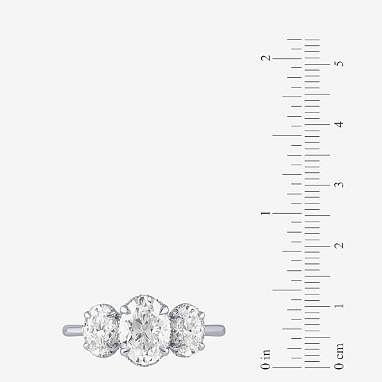Love Lives Forever (G / Si2) Womens 2 CT. T.W. Lab Grown White Diamond 10K Gold Oval 3-Stone Engagement Ring