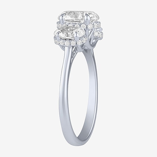 Love Lives Forever (G / Si2) Womens 2 CT. T.W. Lab Grown White Diamond 10K Gold Oval 3-Stone Engagement Ring