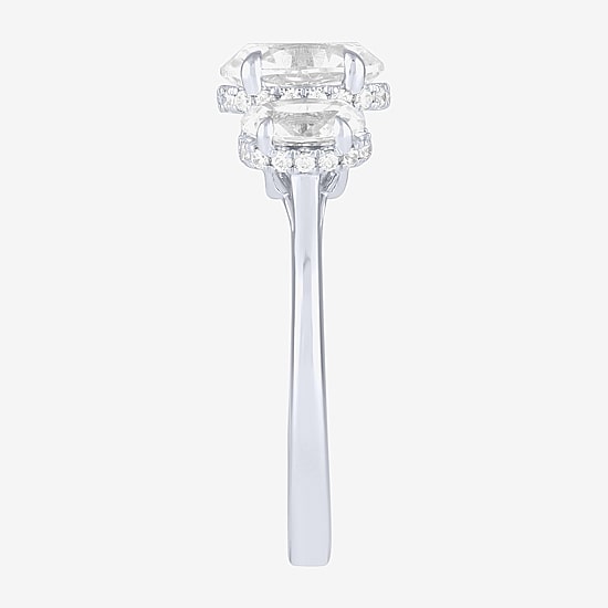 Love Lives Forever (G / Si2) Womens 2 CT. T.W. Lab Grown White Diamond 10K Gold Oval 3-Stone Engagement Ring