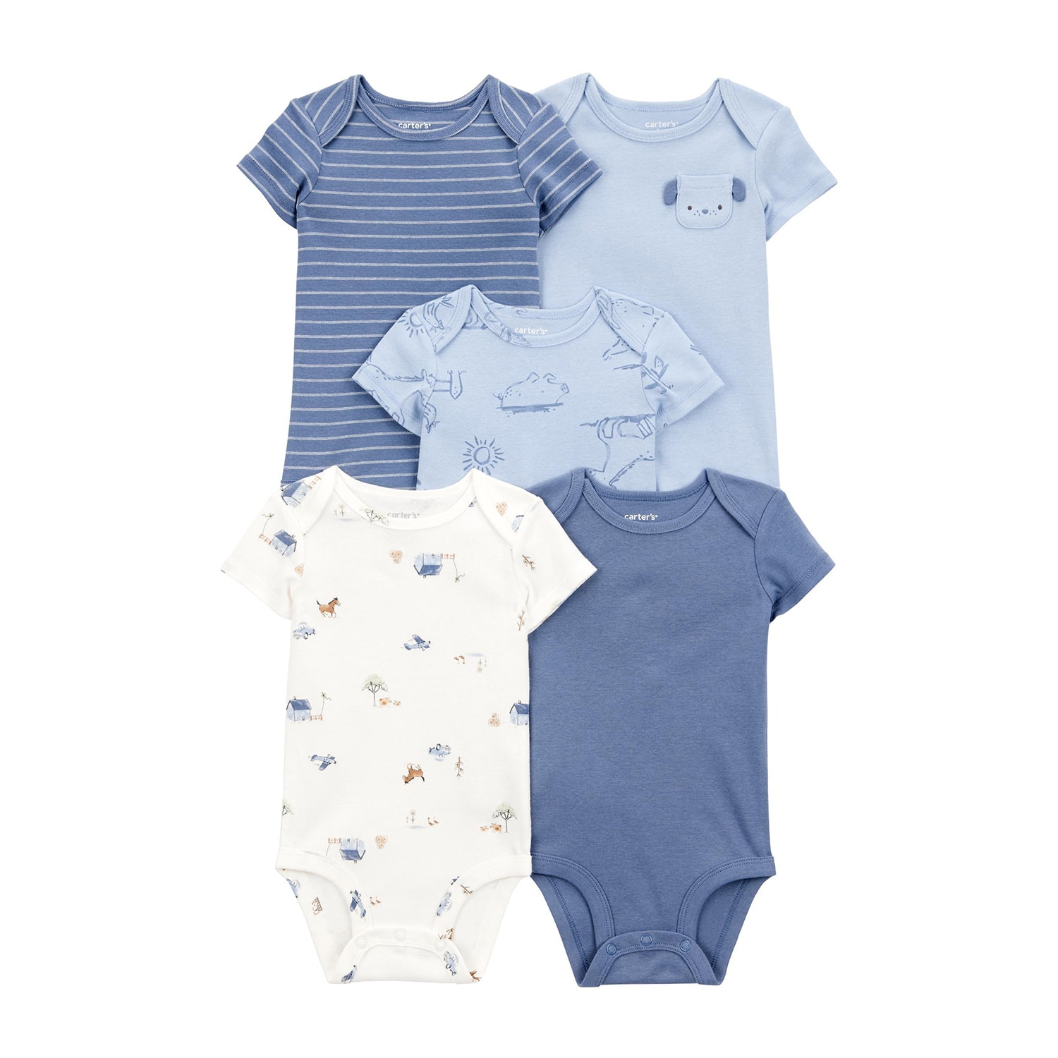 Carter's Baby Boys Round Neck Short Sleeve Rib 5-pc. Bodysuit