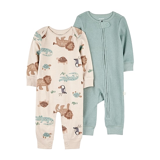 Carter's Baby Boys Round Neck Long Sleeve Rib 2-pc. Jumpsuit
