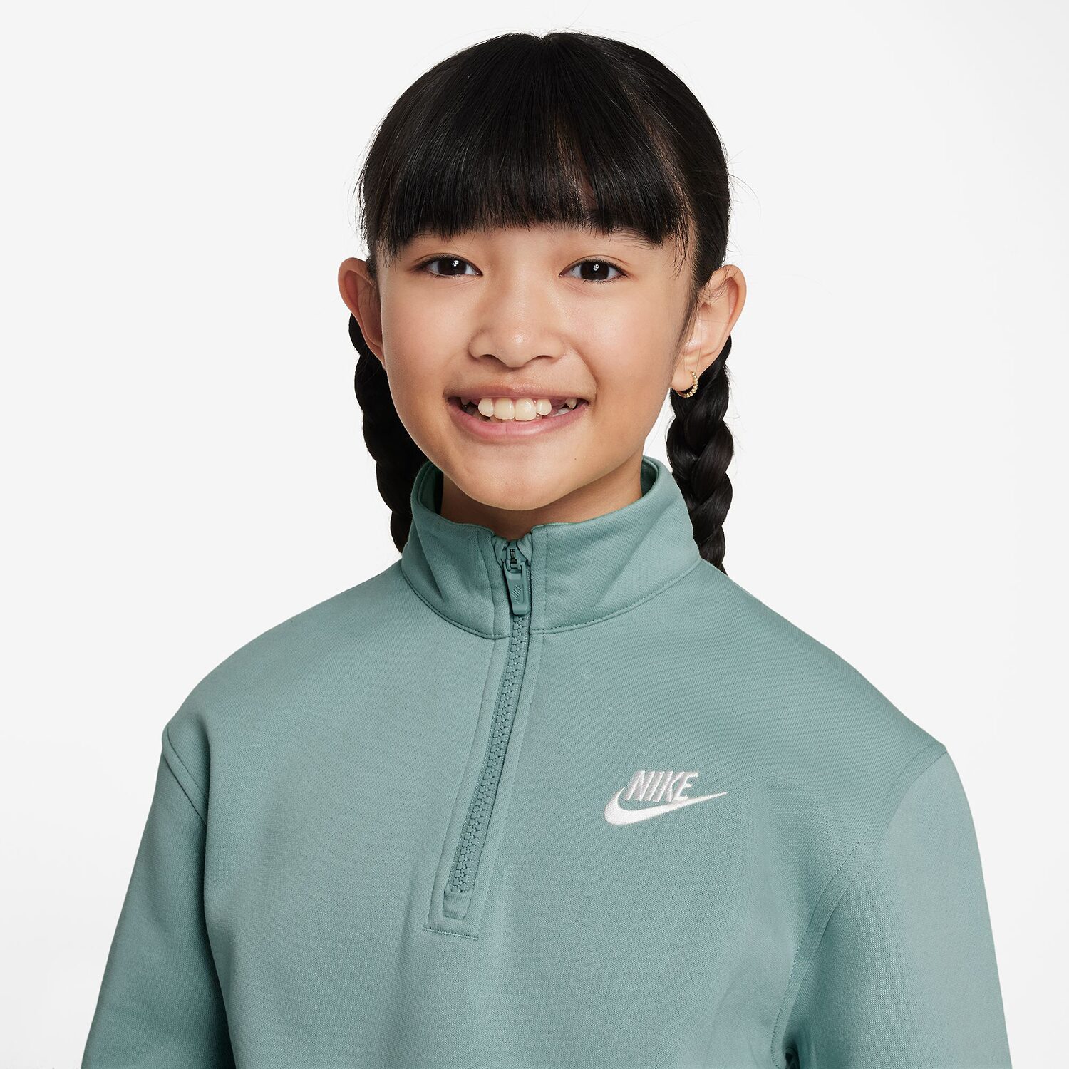 Nike Club Big Kid Girls Mock Neck Long Sleeve Fleece Active Quarter-Zip Pullover