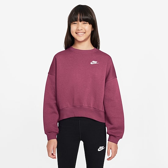 Nike Club Big Kid Girls Crew Neck Fleece Long Sleeve Sweatshirt