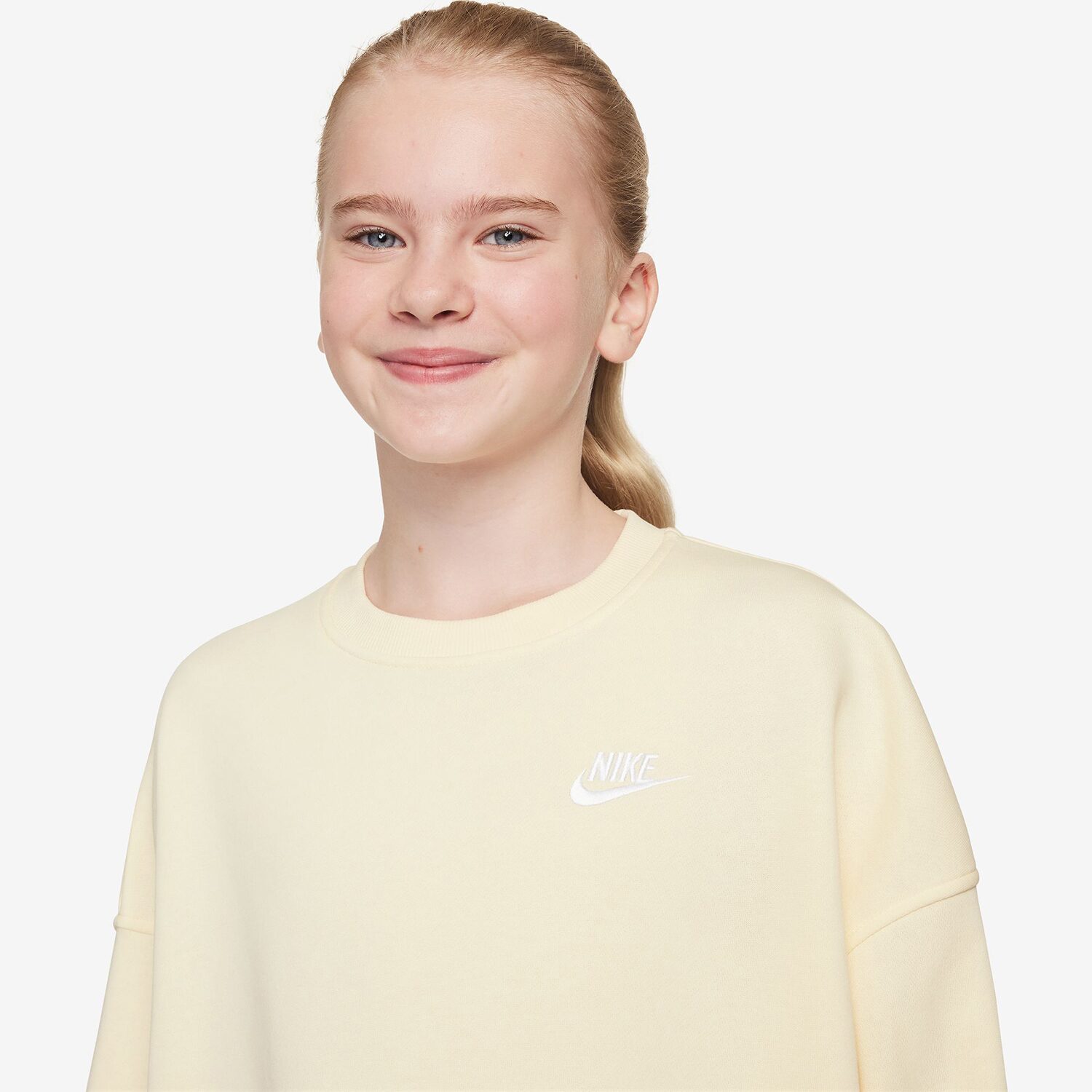 Nike Club Big Kid Girls Crew Neck Fleece Long Sleeve Sweatshirt