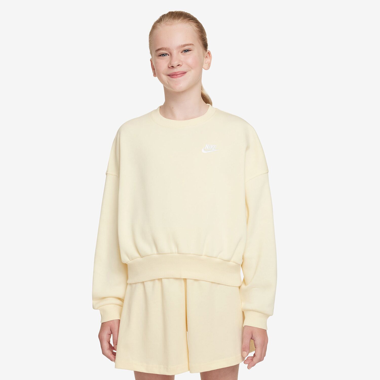 Nike Club Big Kid Girls Crew Neck Fleece Long Sleeve Sweatshirt