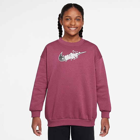 Nike Club Big Kid Girls Crew Neck Fleece Long Sleeve Sweatshirt