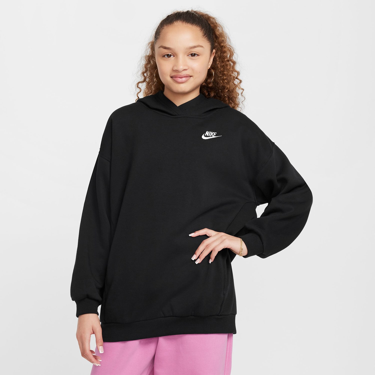 Nike Club Big Kid Girls Long Sleeve Fleece Active Hoodie