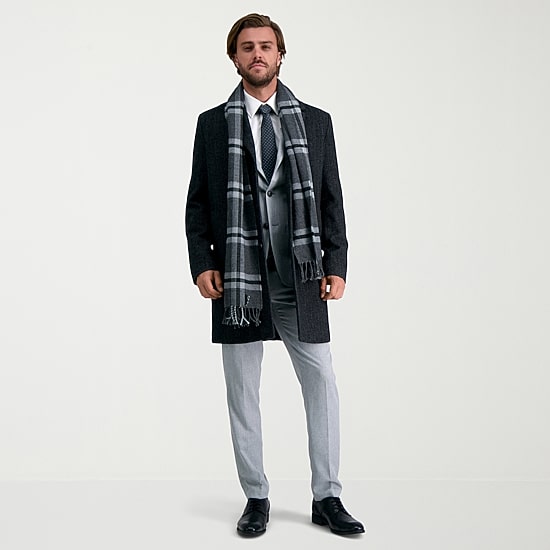 Haggar Brushed Herringbone Mens Midweight Topcoat Coat