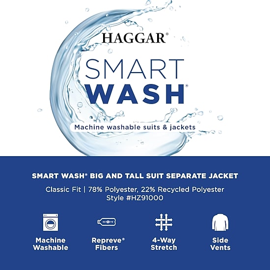 Haggar Smart Wash With Repreve Mens Big and Tall Classic Fit Suit Jacket