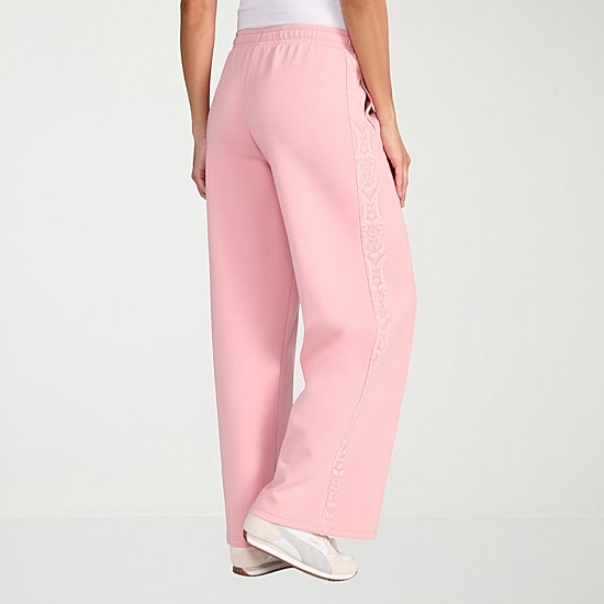 PUMA Womens Stretch Fabric Lace Wide Leg Relaxed Fit Track Pant
