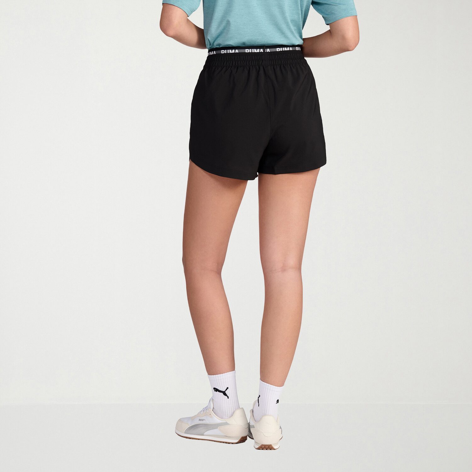 PUMA Womens Mid Rise Moisture Wicking Workout Shorts