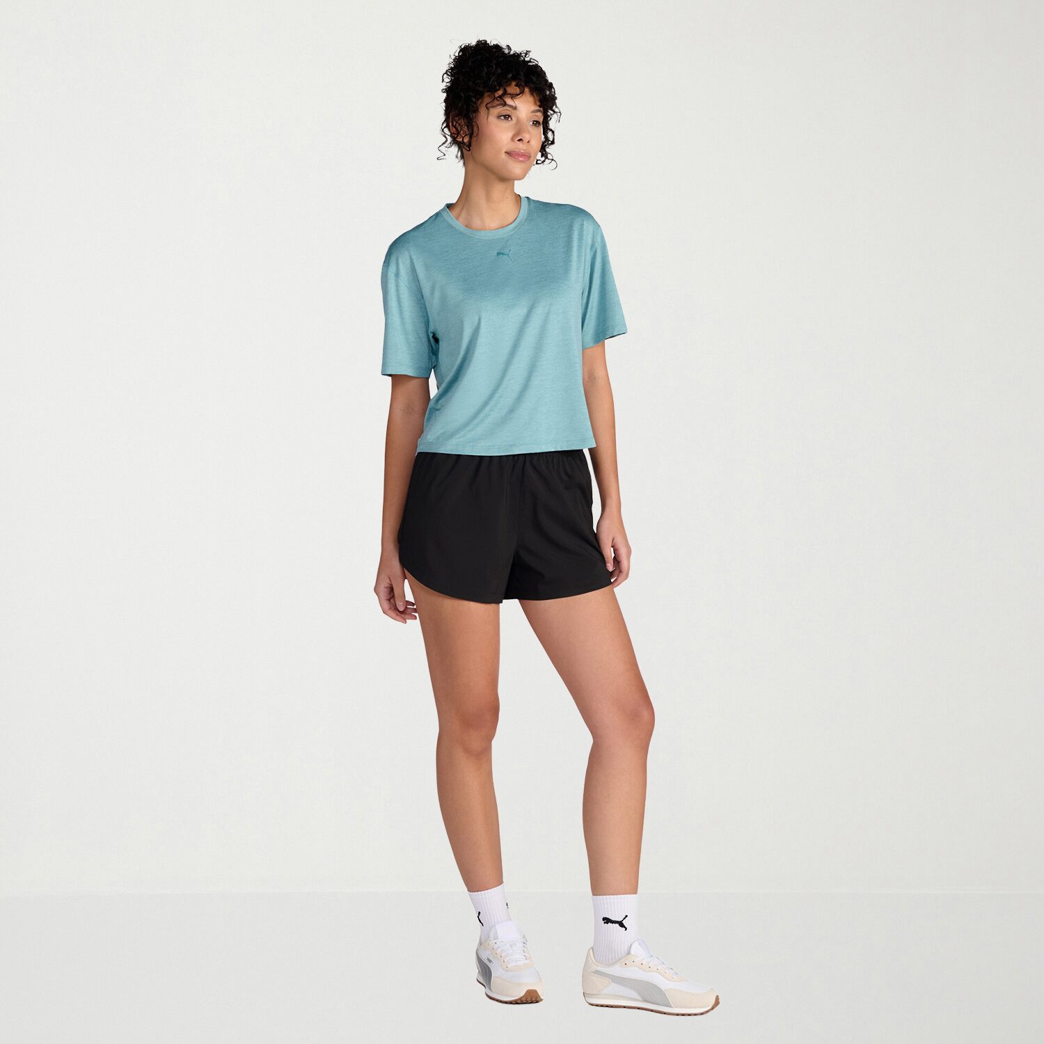PUMA Womens Mid Rise Moisture Wicking Workout Shorts