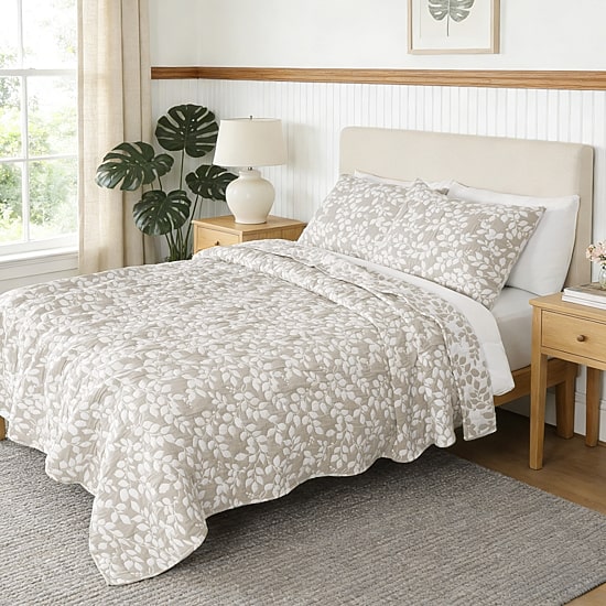 Awesome Home™ Leaves Jacquard 3-pc. Reversible Quilt Set