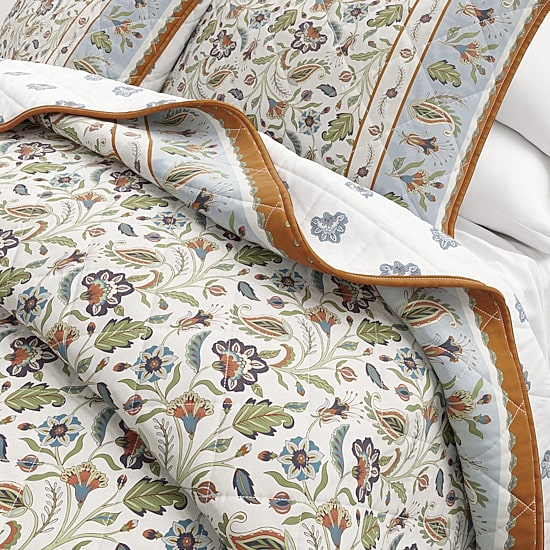 Linery Bordered Boho Floral Cotton Reversible Quilt Set