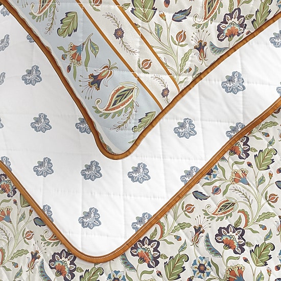 Linery Bordered Boho Floral Cotton Reversible Quilt Set