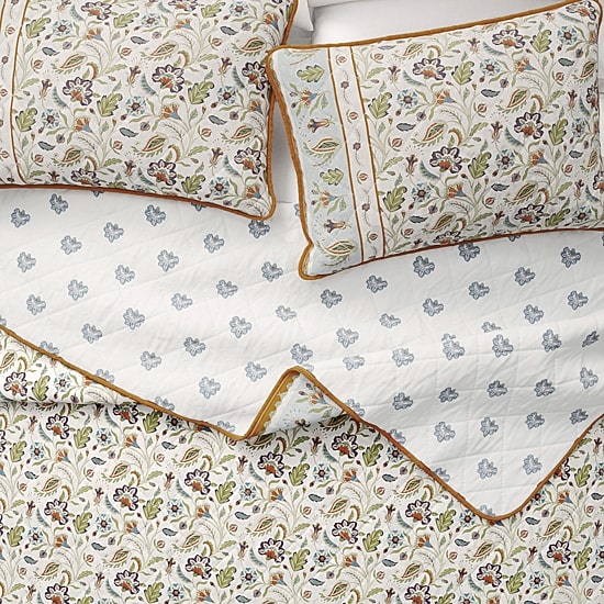 Linery Bordered Boho Floral Cotton Reversible Quilt Set