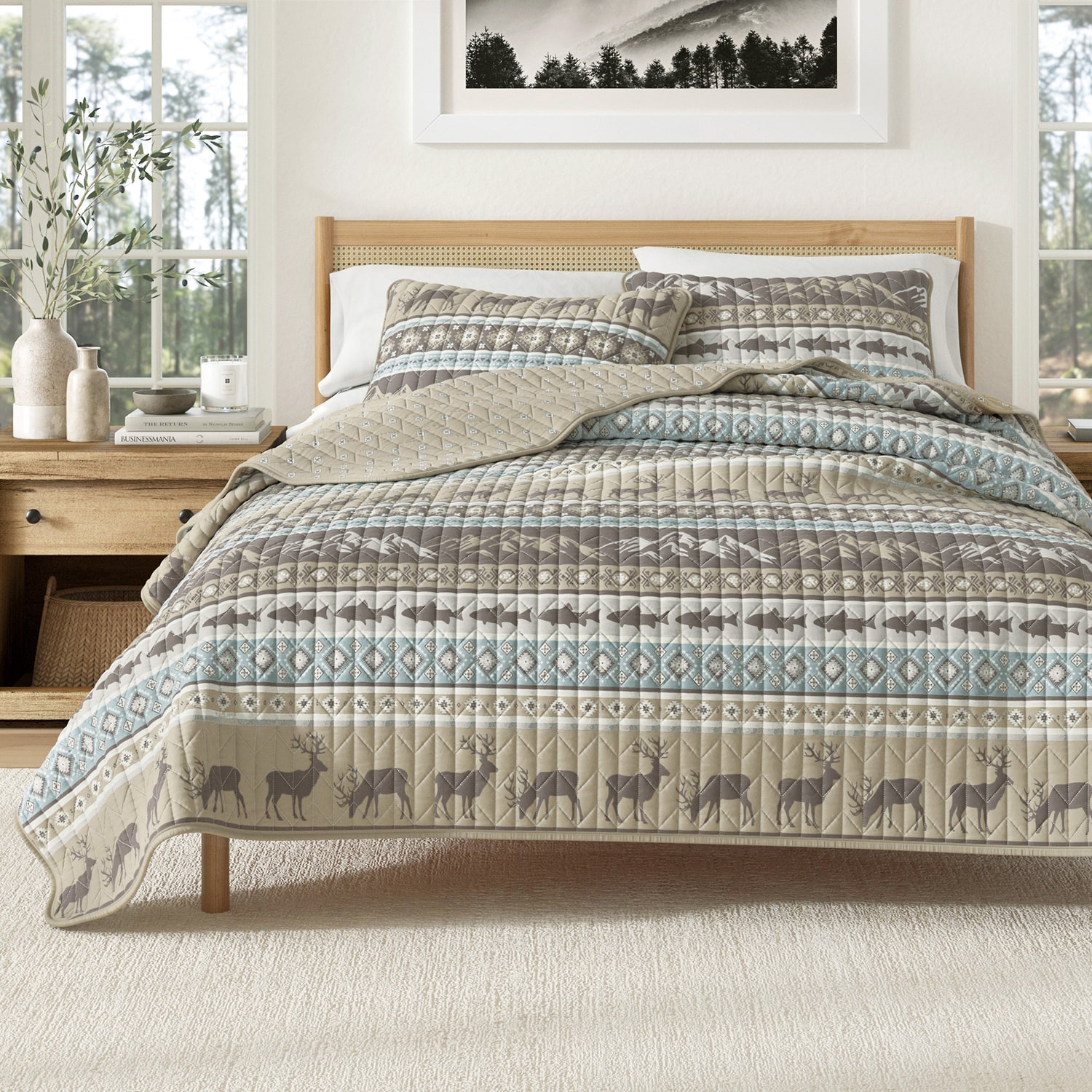 Linery Animal Stripe REVERSIBLE Quilt Set
