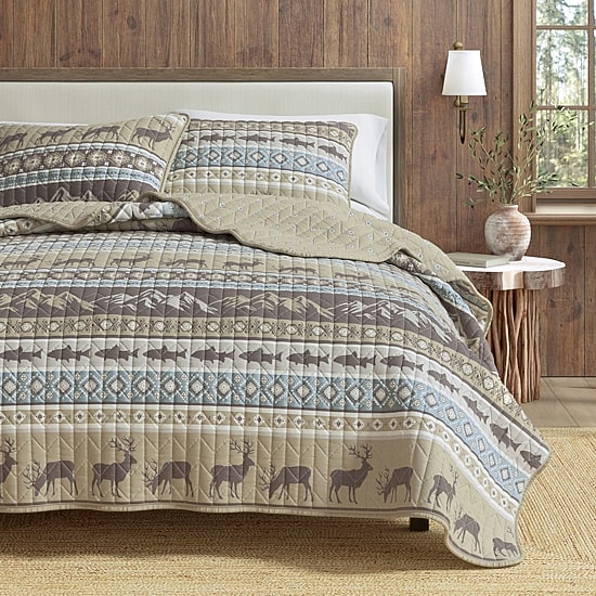 Linery Animal Stripe REVERSIBLE Quilt Set