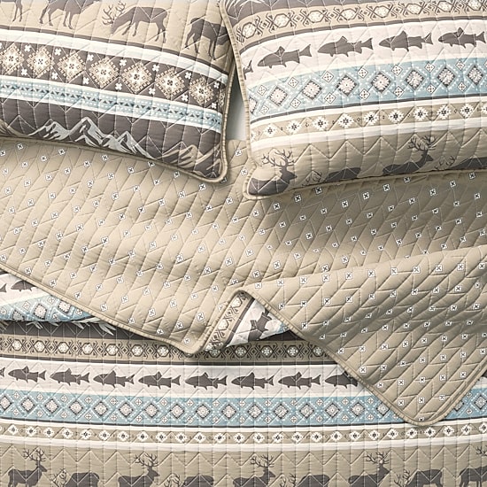 Linery Animal Stripe REVERSIBLE Quilt Set