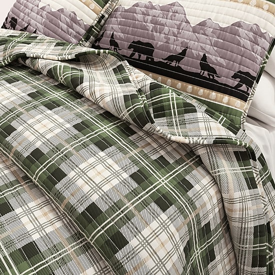 Linery Mountainscape Reversible Quilt Set