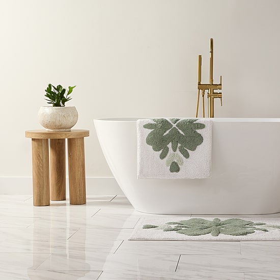 Casual Comfort Flower Pattern Cotton Bath Rug