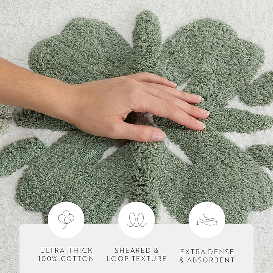 Casual Comfort Flower Pattern Cotton Bath Rug