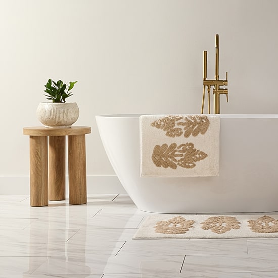 Casual Comfort Folk Leaves Pattern Cotton Bath Rug