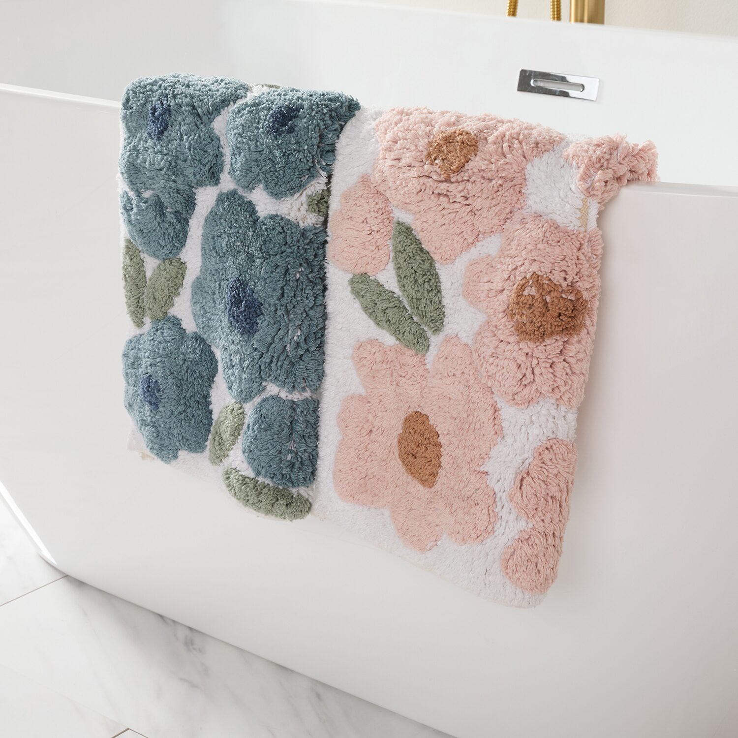 Casual Comfort Blossoms Pattern Cotton Bath Rug