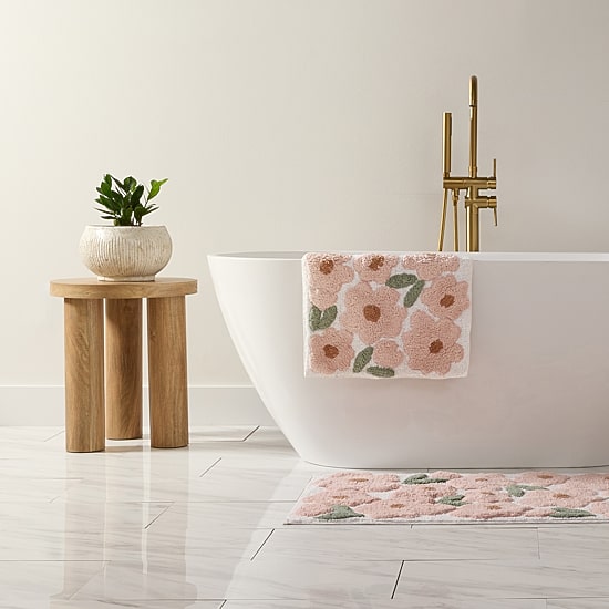 Casual Comfort Blossoms Pattern Cotton Bath Rug
