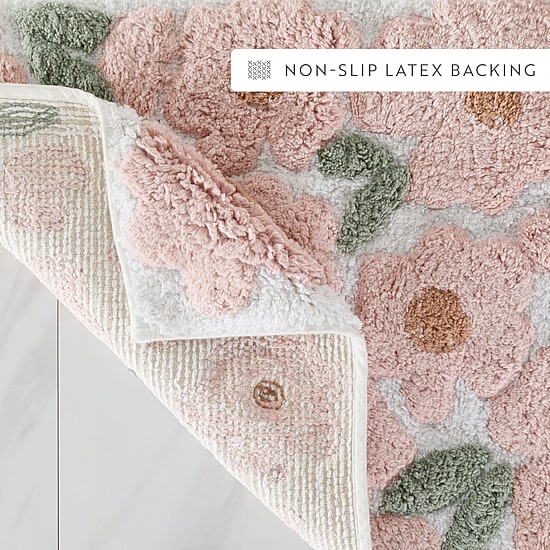 Casual Comfort Blossoms Pattern Cotton Bath Rug