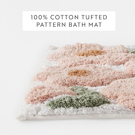 Casual Comfort Blossoms Pattern Cotton Bath Rug