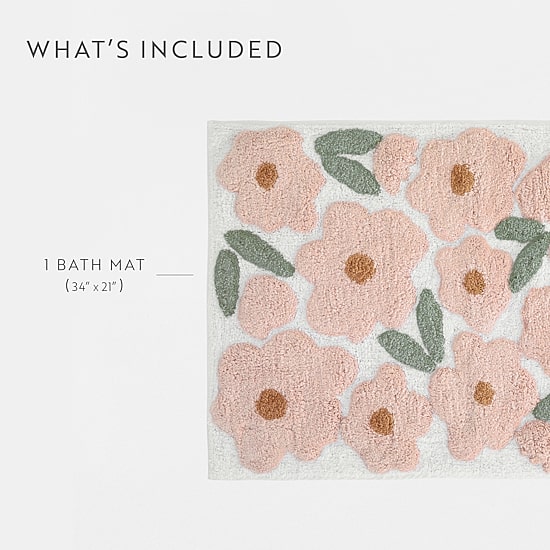 Casual Comfort Blossoms Pattern Cotton Bath Rug